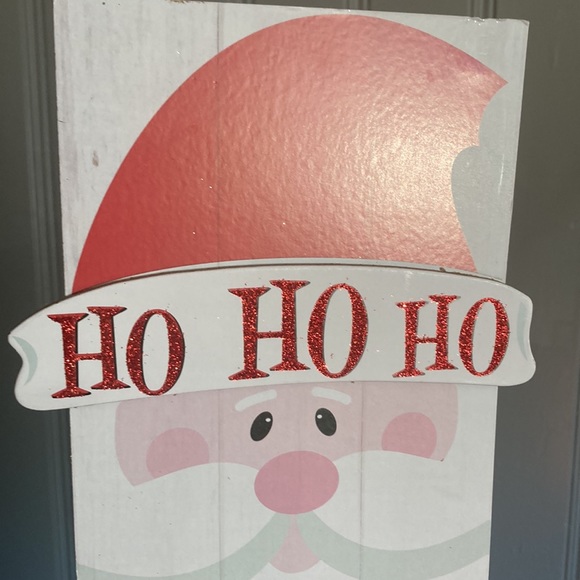 NWT Precious Vertical Glittered Ho Ho Ho Santa Christmas Wood Decoration Sign - Picture 10 of 16